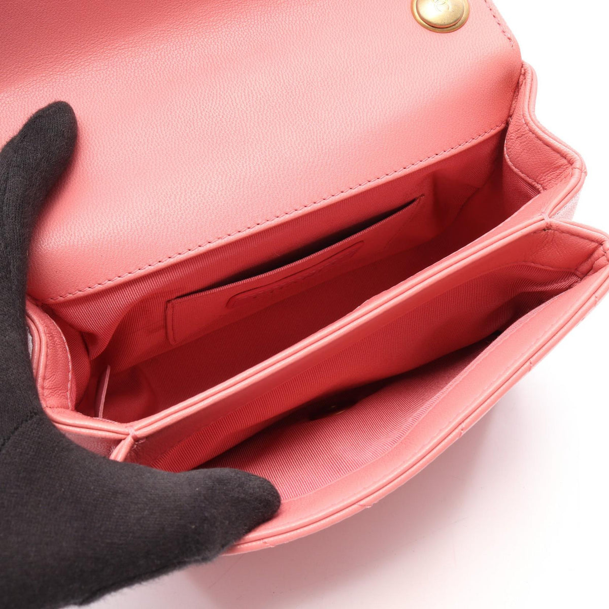 CHANEL Chevron V-Stitch 2-Way Top Bag Pink