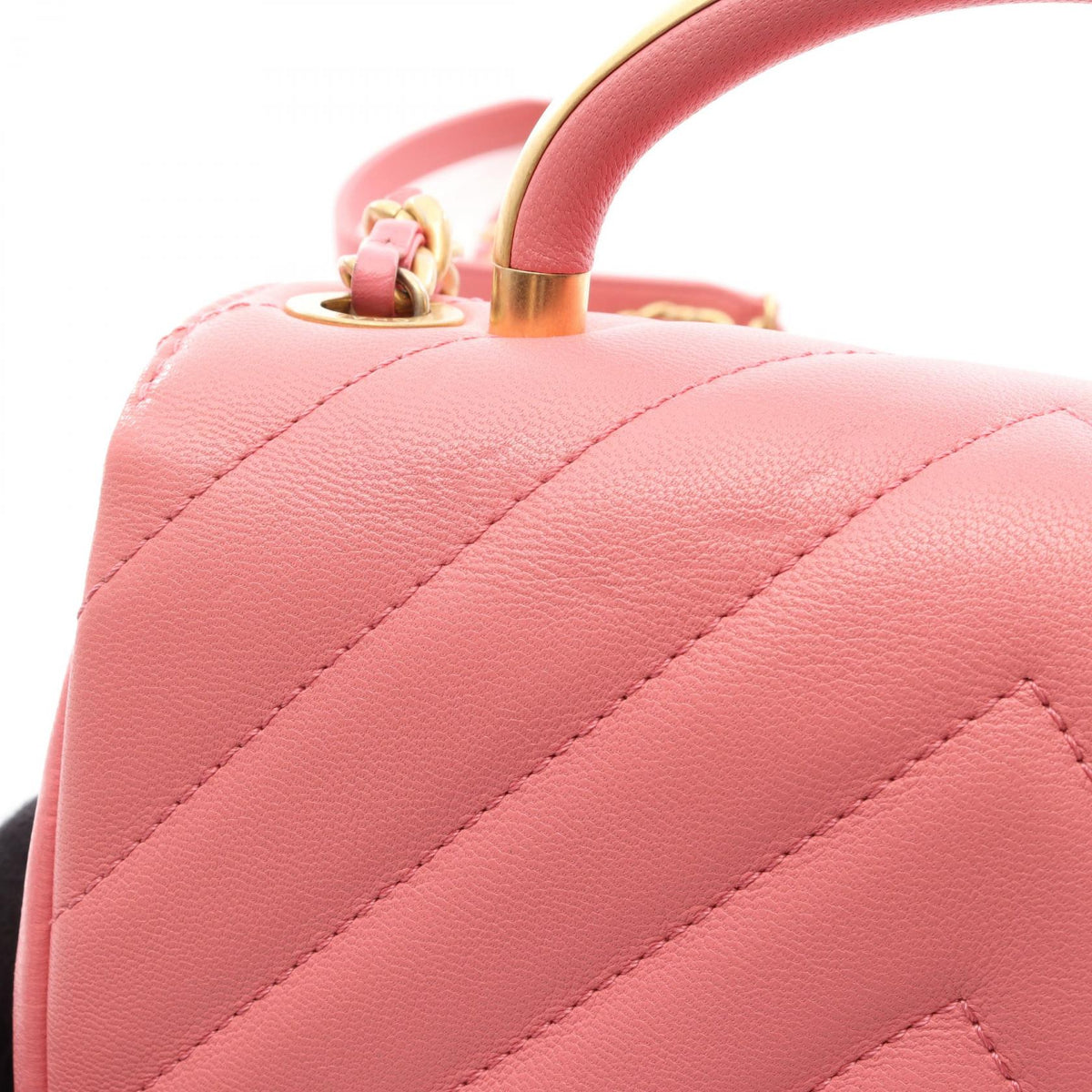 CHANEL Chevron V-Stitch 2-Way Top Bag Pink