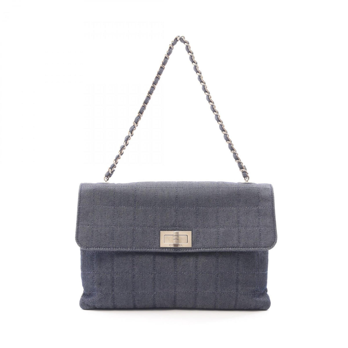 CHANEL Chocobar Denim Handbag Navy