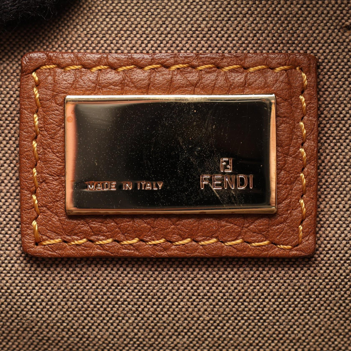 FENDI Zucchino Beige Canvas Shoulder Bag