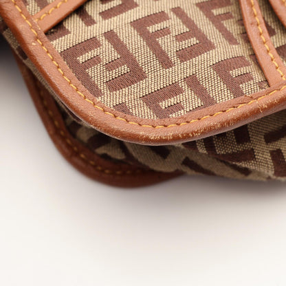 FENDI Zucchino Beige Canvas Shoulder Bag