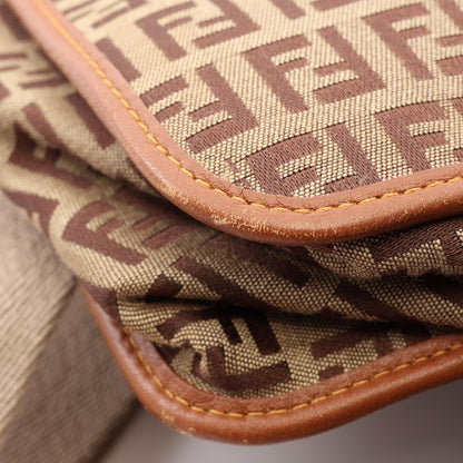 FENDI Zucchino Beige Canvas Shoulder Bag