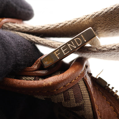 FENDI Zucchino Beige Canvas Shoulder Bag