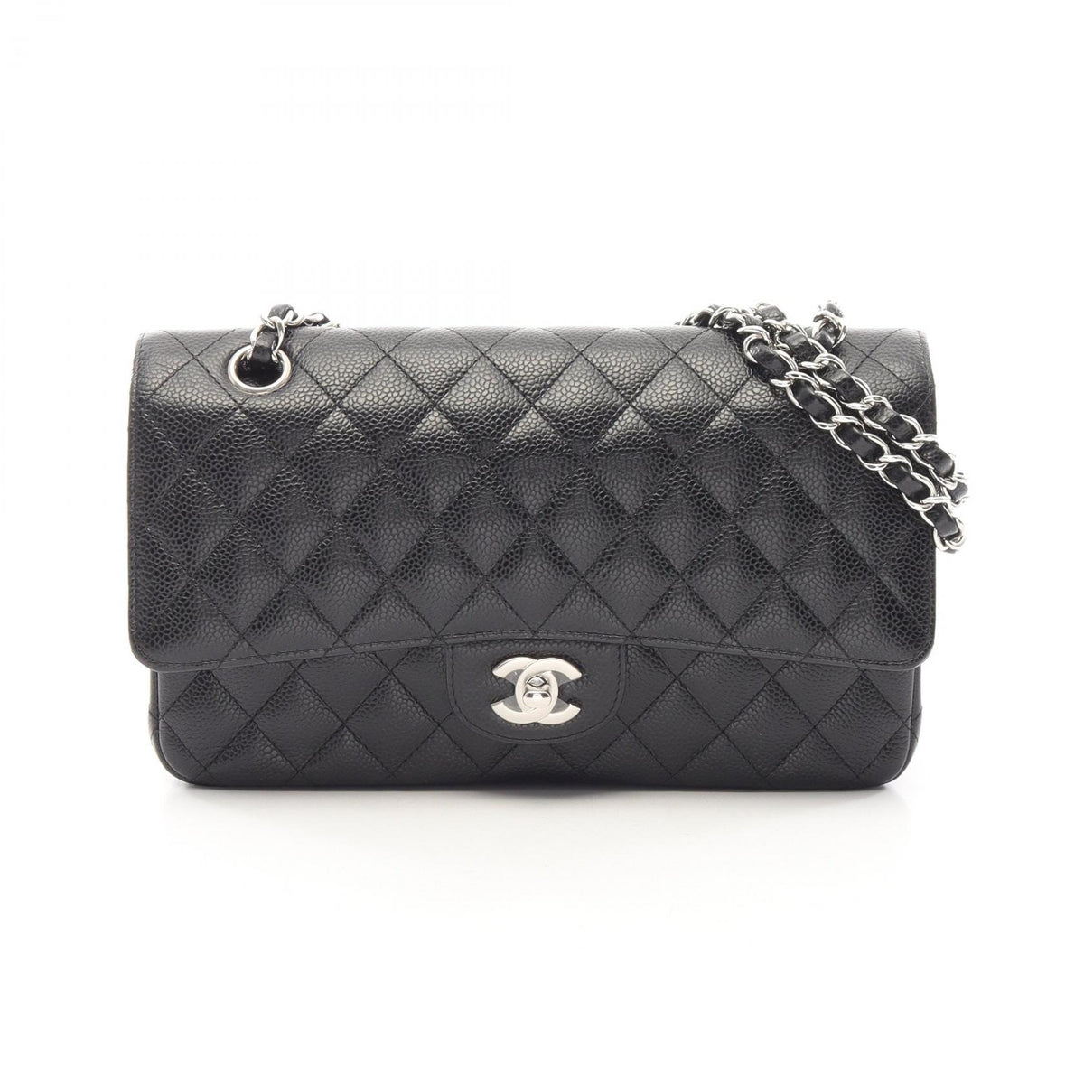 CHANEL Black Matelasse W Flap Shoulder Bag