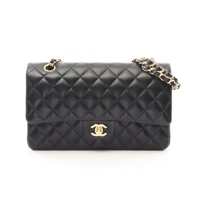 CHANEL Black Matelasse W Flap Shoulder Bag