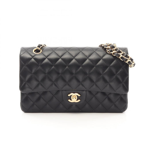 CHANEL Black Matelasse W Flap Shoulder Bag