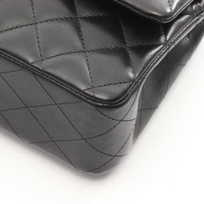CHANEL Black Matelasse W Flap Shoulder Bag