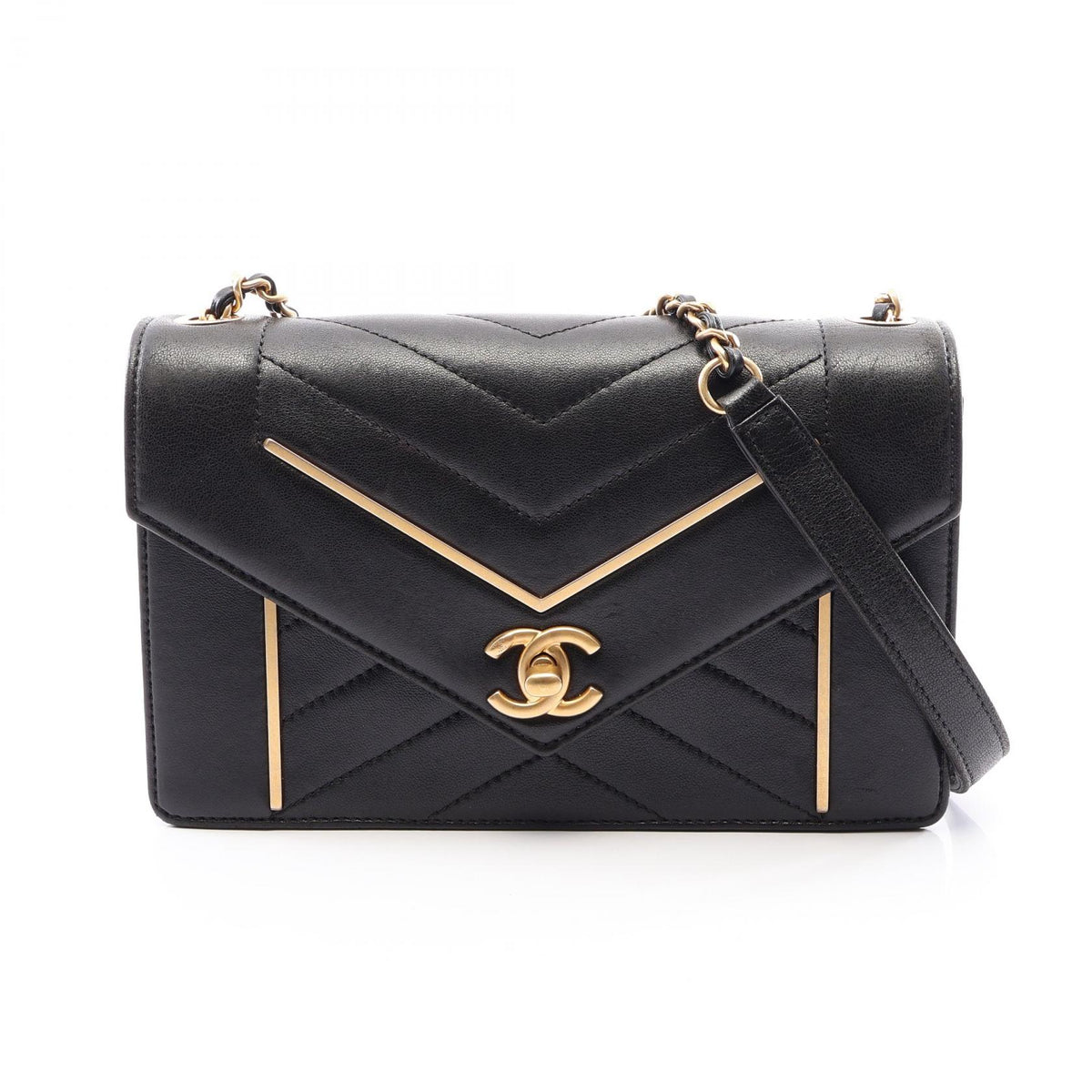 CHANEL V Stitch Mini Lambskin Bag Black