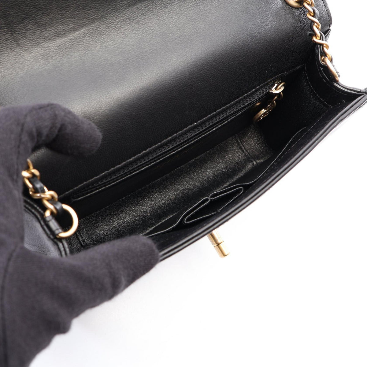 CHANEL V Stitch Mini Lambskin Bag Black