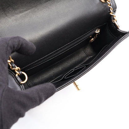 CHANEL V Stitch Mini Lambskin Bag Black