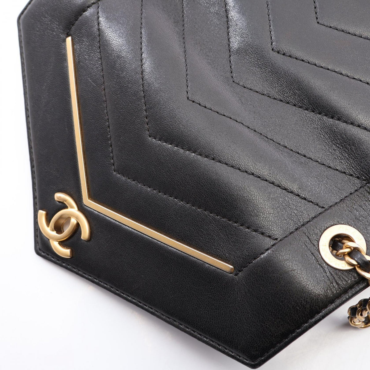 CHANEL V Stitch Mini Lambskin Bag Black