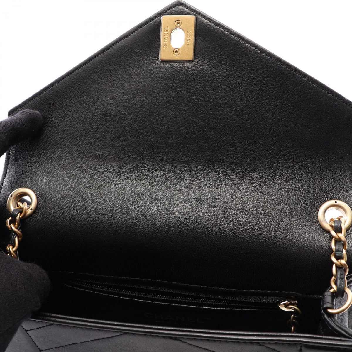CHANEL V Stitch Mini Lambskin Bag Black