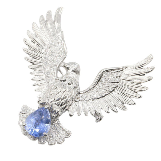 JEWELRY K18WG Sapphire Diamond Silver Blue Brooch