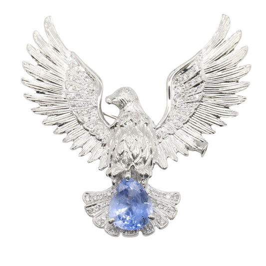 JEWELRY K18WG Sapphire Diamond Silver Blue Brooch