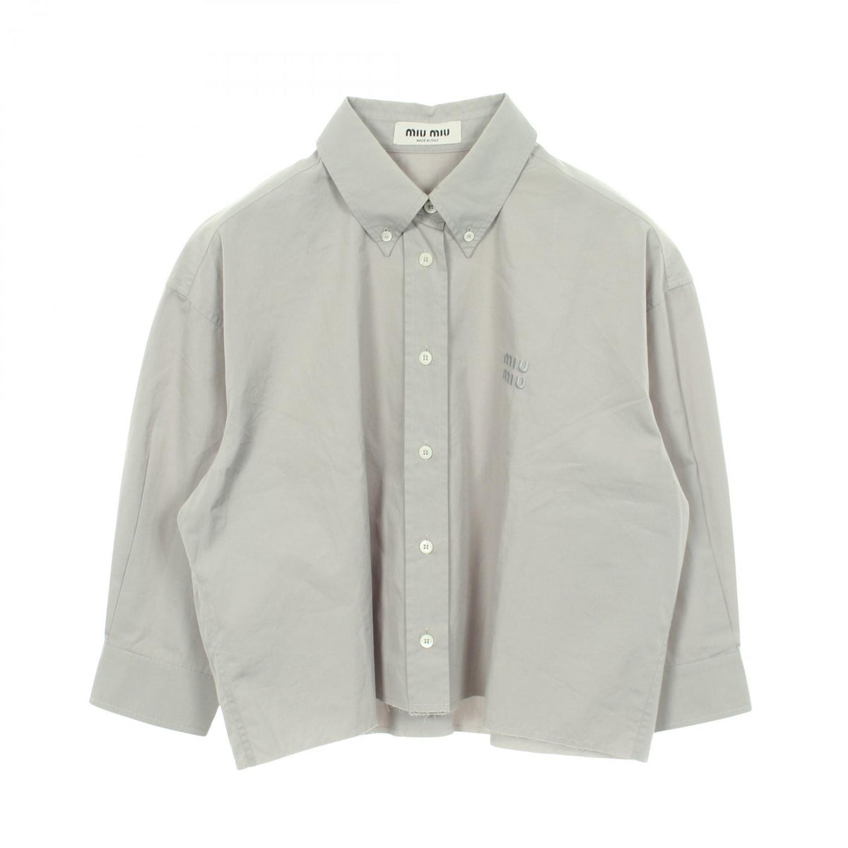 Miu Miu Gray Logo Embroidered Poplin Cotton Down Jacket Size 36