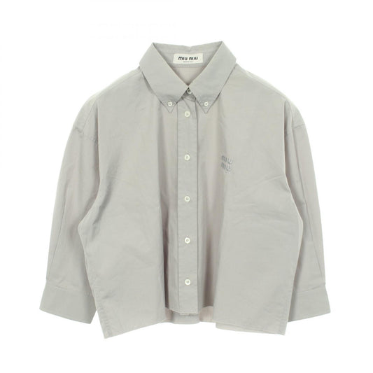 Miu Miu Gray Logo Embroidered Poplin Cotton Down Jacket Size 36