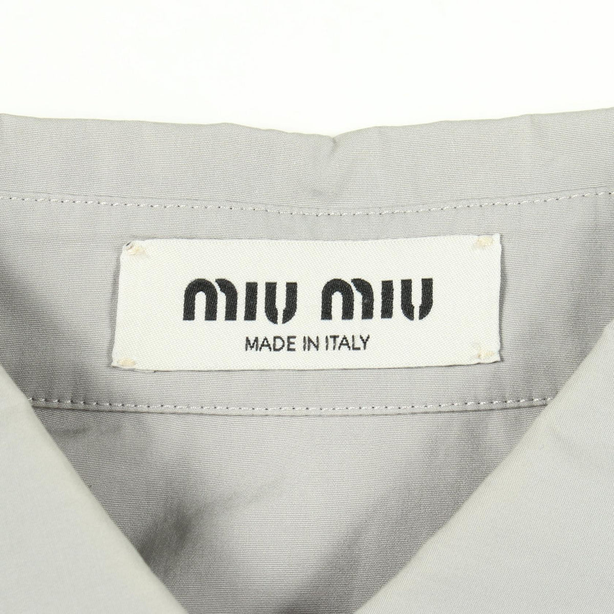Miu Miu Gray Logo Embroidered Poplin Cotton Down Jacket Size 36
