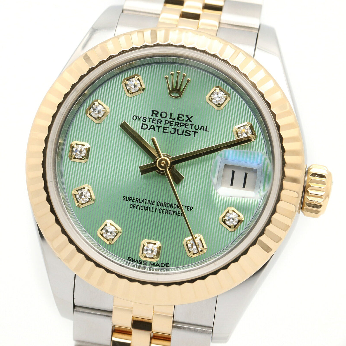 ROLEX Datejust 10P Diamond K18 Green Watch