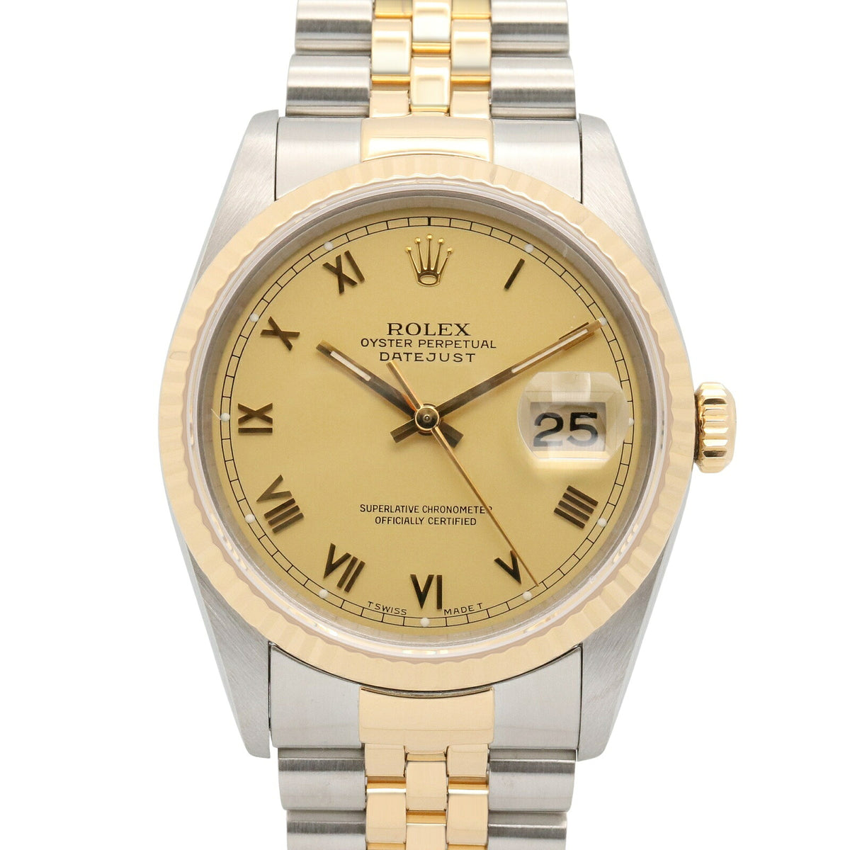 ROLEX Datejust 16233 S-Serial Gold/Steel Roman Dial Watch