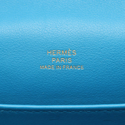 HERMES Pochette Kelly Mini Bleu Handle Bag