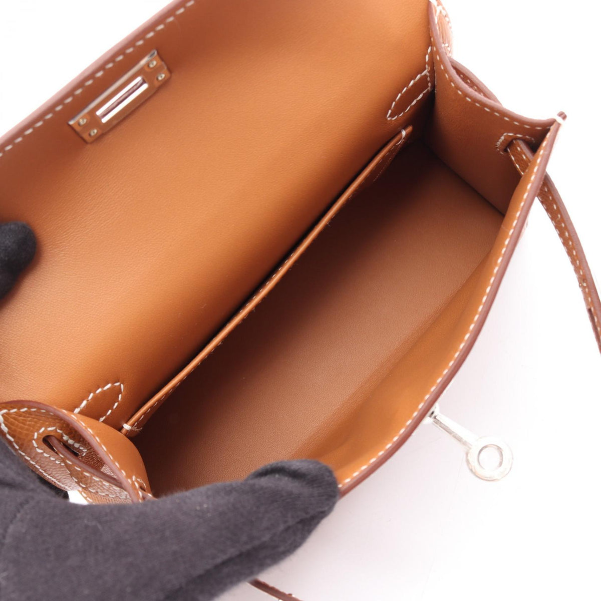 HERMES Mini Kelly 2 2WAY Veau Gold Bag