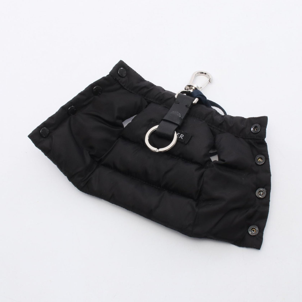MONCLER Nylon Leather Vest Keyring Charm Black