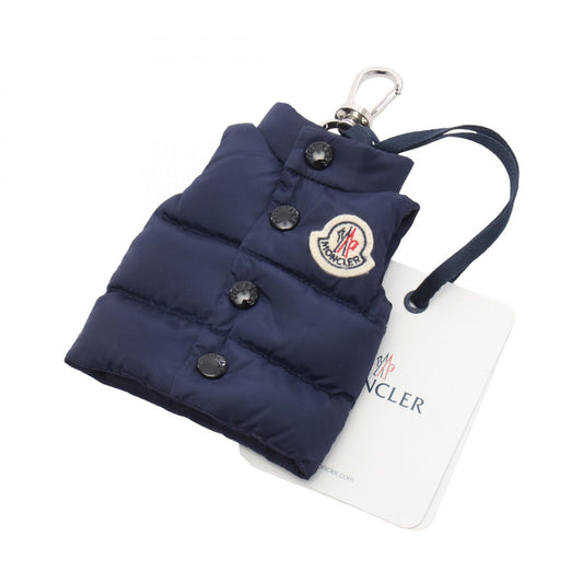 MONCLER Nylon Leather Vest Keyring Charm Navy