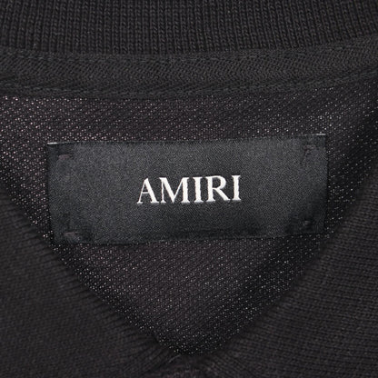 AMIRI Logo Embroidered Cotton Polo Shirt Black Size M