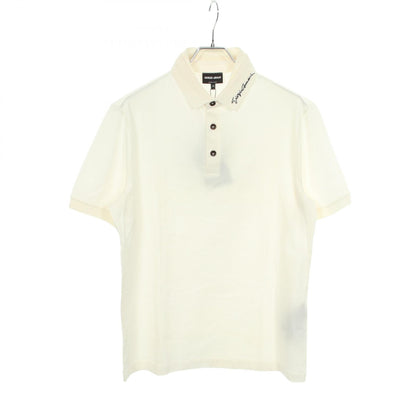 GIORGIO ARMANI Embroidered Rayon Nylon SS Polo White Size 48
