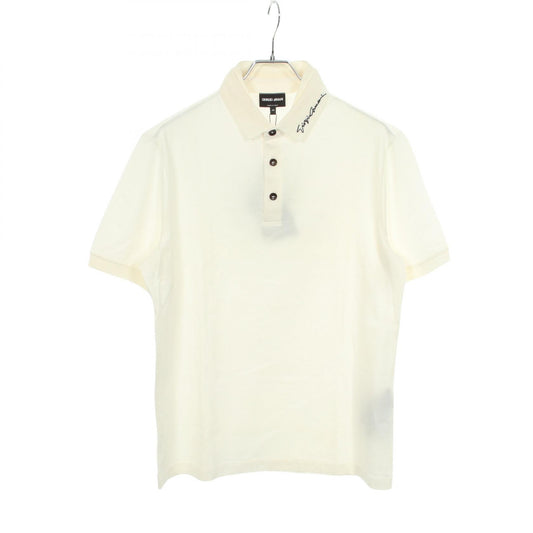 GIORGIO ARMANI Embroidered Rayon Nylon SS Polo White Size 48