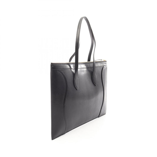 CELINE Black Leather Flat Luggage Tote Bag