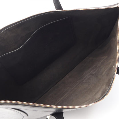 CELINE Black Leather Flat Luggage Tote Bag