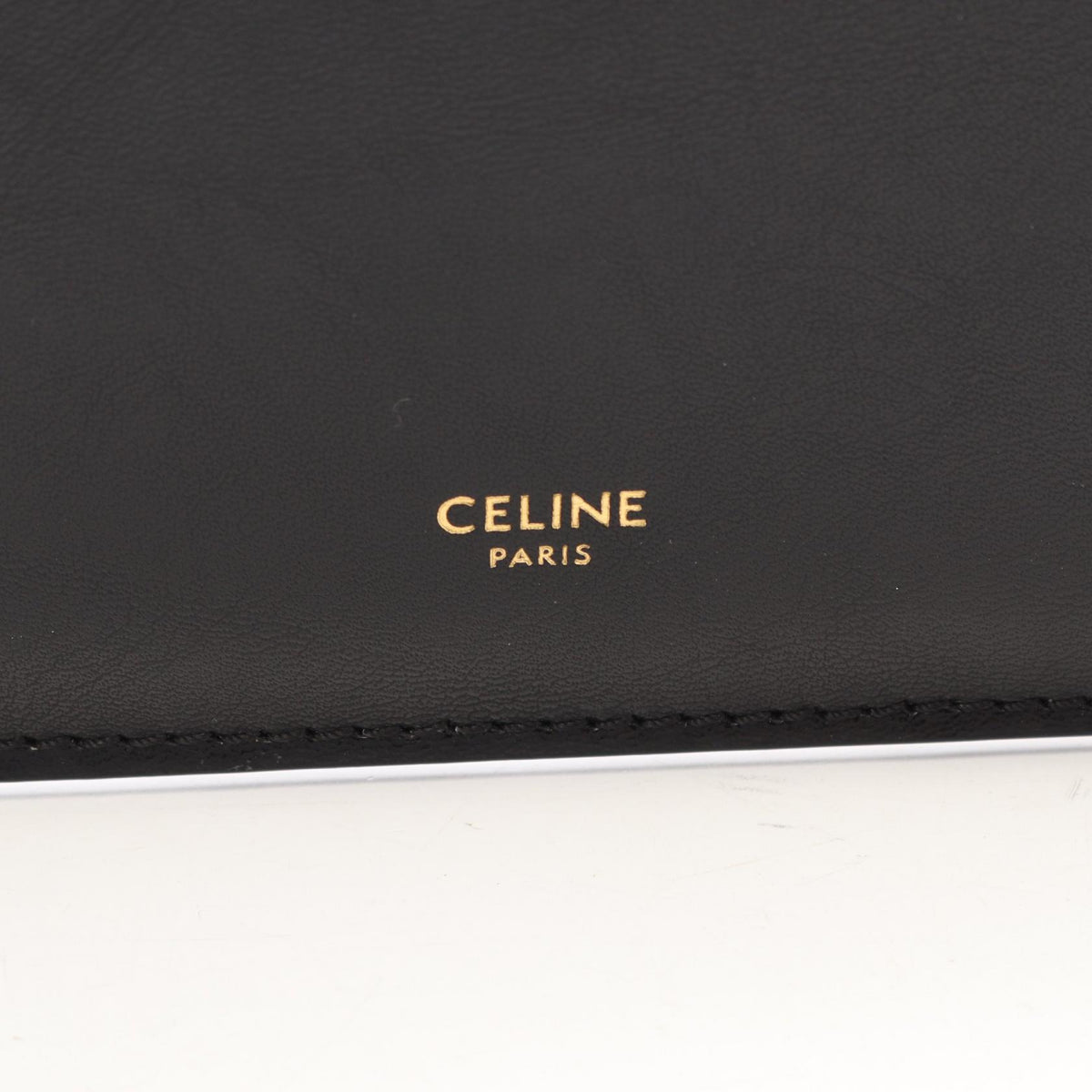 CELINE Black Leather Flat Luggage Tote Bag