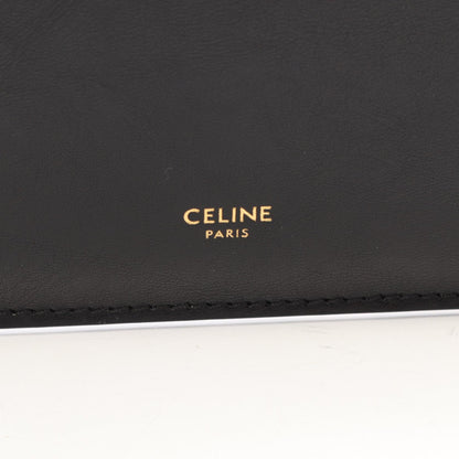 CELINE Black Leather Flat Luggage Tote Bag