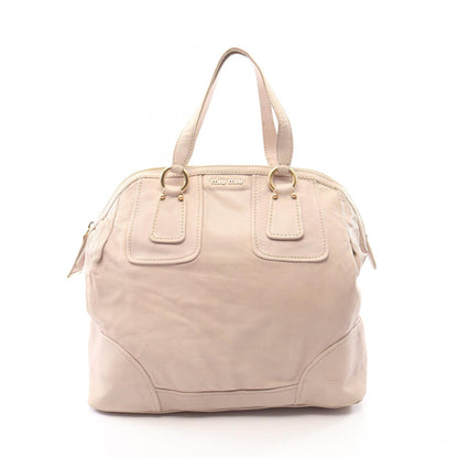 Miu Miu Logo Leather Boston Bag Ivory