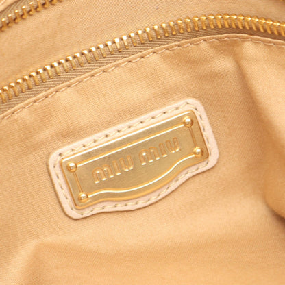 Miu Miu Logo Leather Boston Bag Ivory