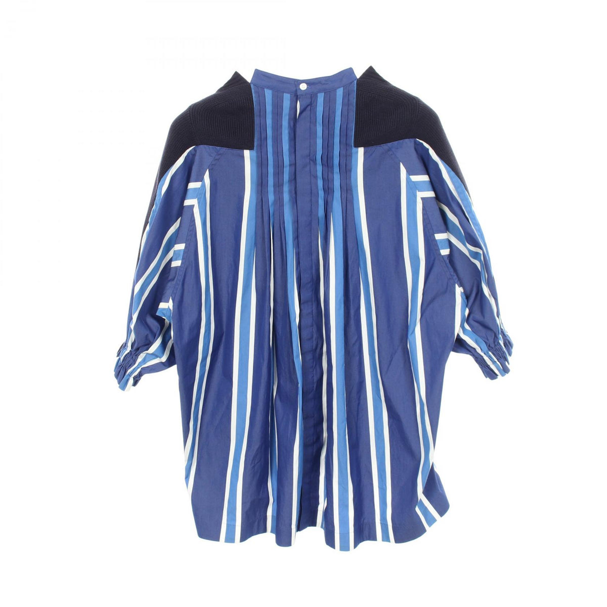 Sacai Stripe Paneled Blouse Cotton Blend Blue Size 1