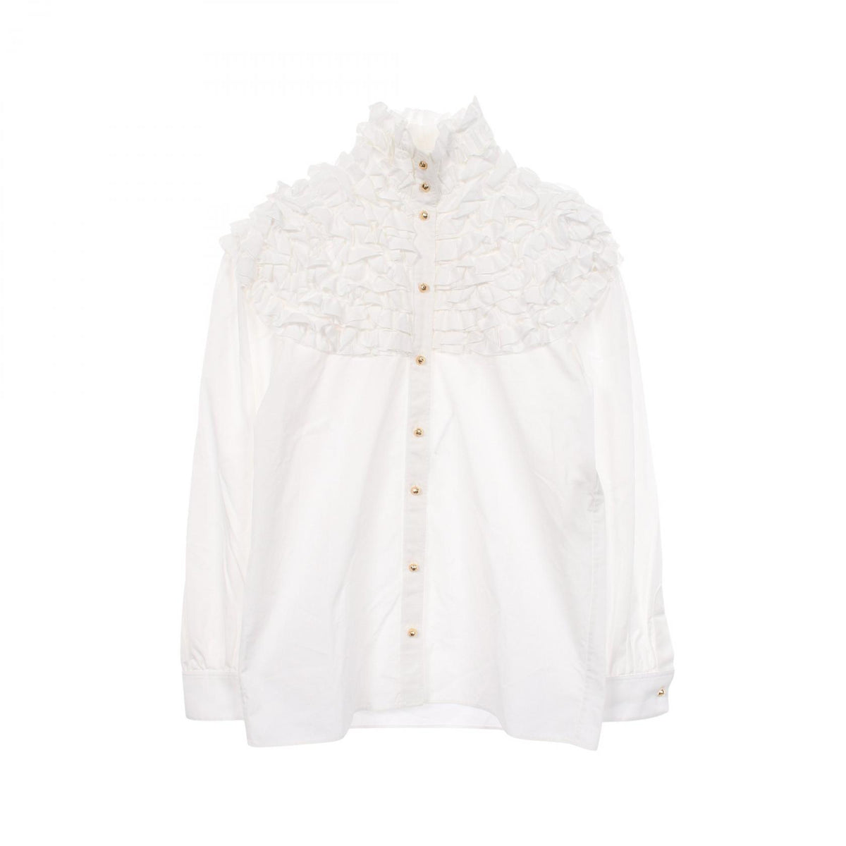 LOUIS VUITTON Frill Cotton Blouse White Size 40