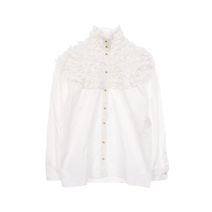 LOUIS VUITTON Frill Cotton Blouse White Size 40