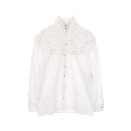 LOUIS VUITTON Frill Cotton Blouse White Size 40