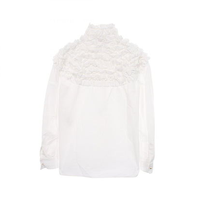 LOUIS VUITTON Frill Cotton Blouse White Size 40