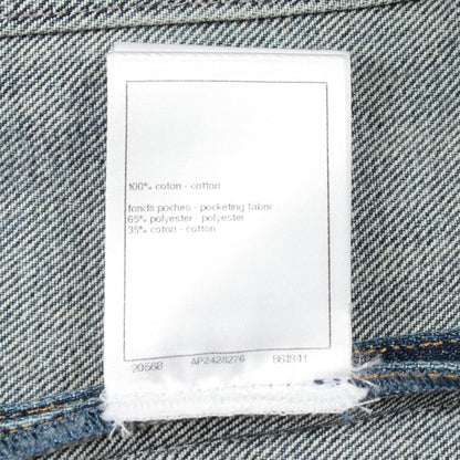 CHANEL Coco Button Collarless Denim Jacket Blue Size 36