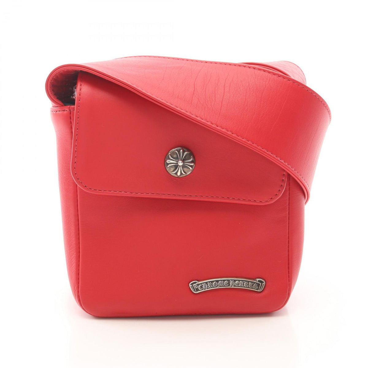 CHROME HEARTS Hot Pot Cross Ball Leather Bag Red