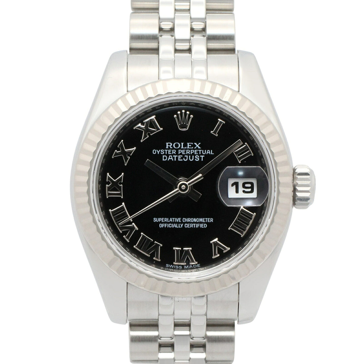 ROLEX Datejust Random Serial Black Steel Watch
