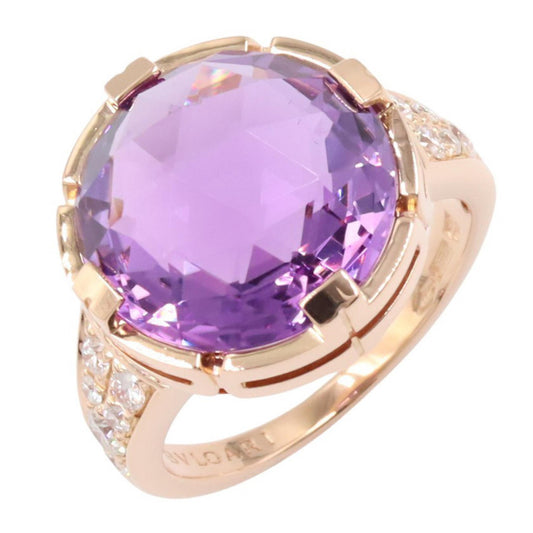 BVLGARI Parentesi Amethyst Diamond Ring K18PG Size JP 10.5
