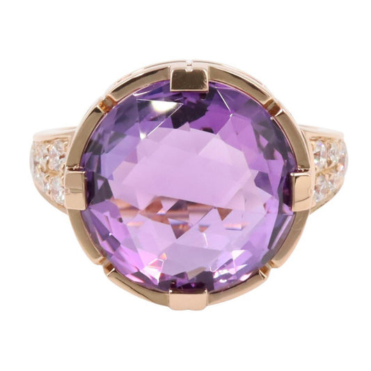 BVLGARI Parentesi Amethyst Diamond Ring K18PG Size JP 10.5