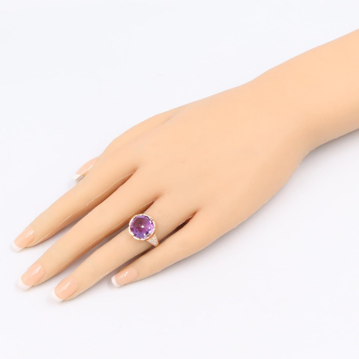 BVLGARI Parentesi Amethyst Diamond Ring K18PG Size JP 10.5