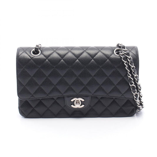CHANEL Black Matelasse W Flap Shoulder Bag