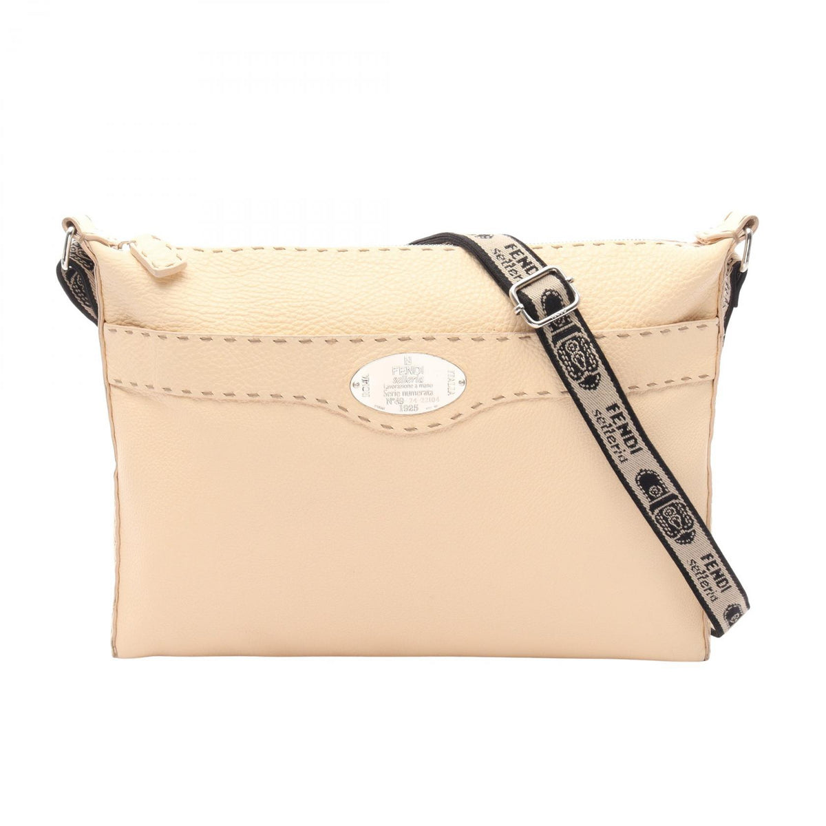FENDI Selleria Leather Shoulder Bag Ivory