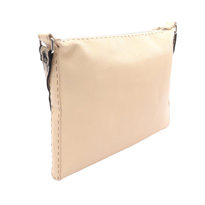 FENDI Selleria Leather Shoulder Bag Ivory